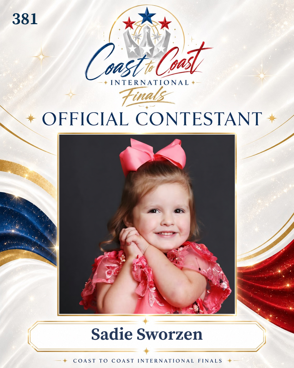 Vote #381 Sadie Sworzen for 2026 International Finals People's Choice!