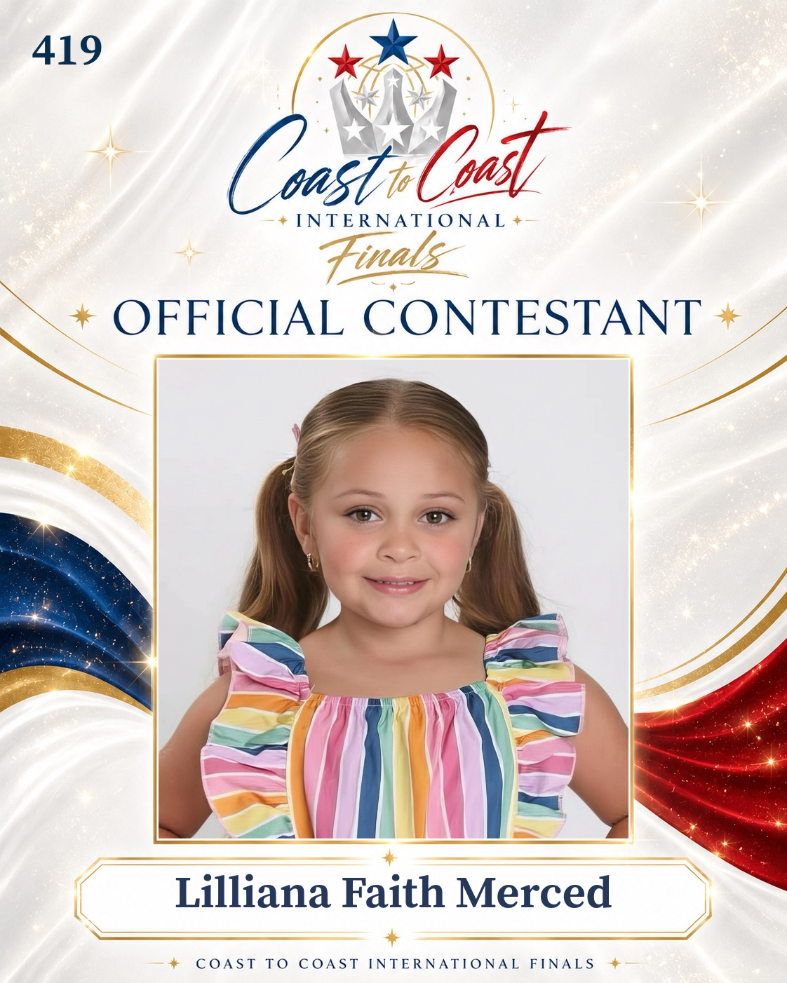 Vote #419 Lilliana Faith Merced for 2026 International Finals People's Choice!