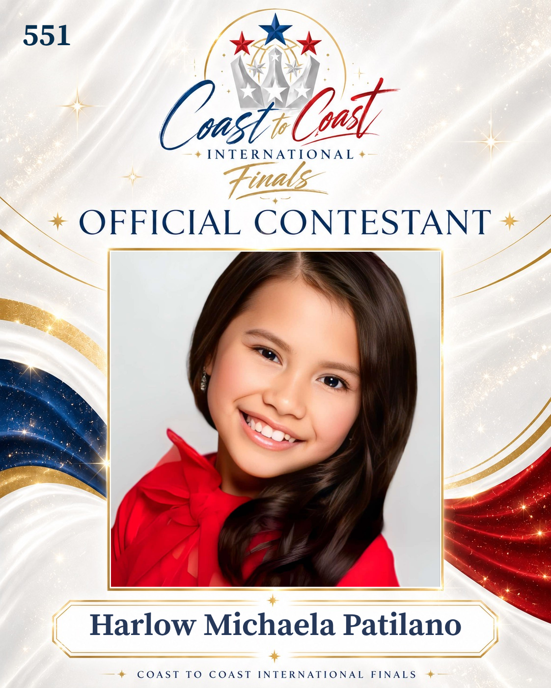 Vote #551 Harlow Michaela Patilano for 2026 International Finals People's Choice!